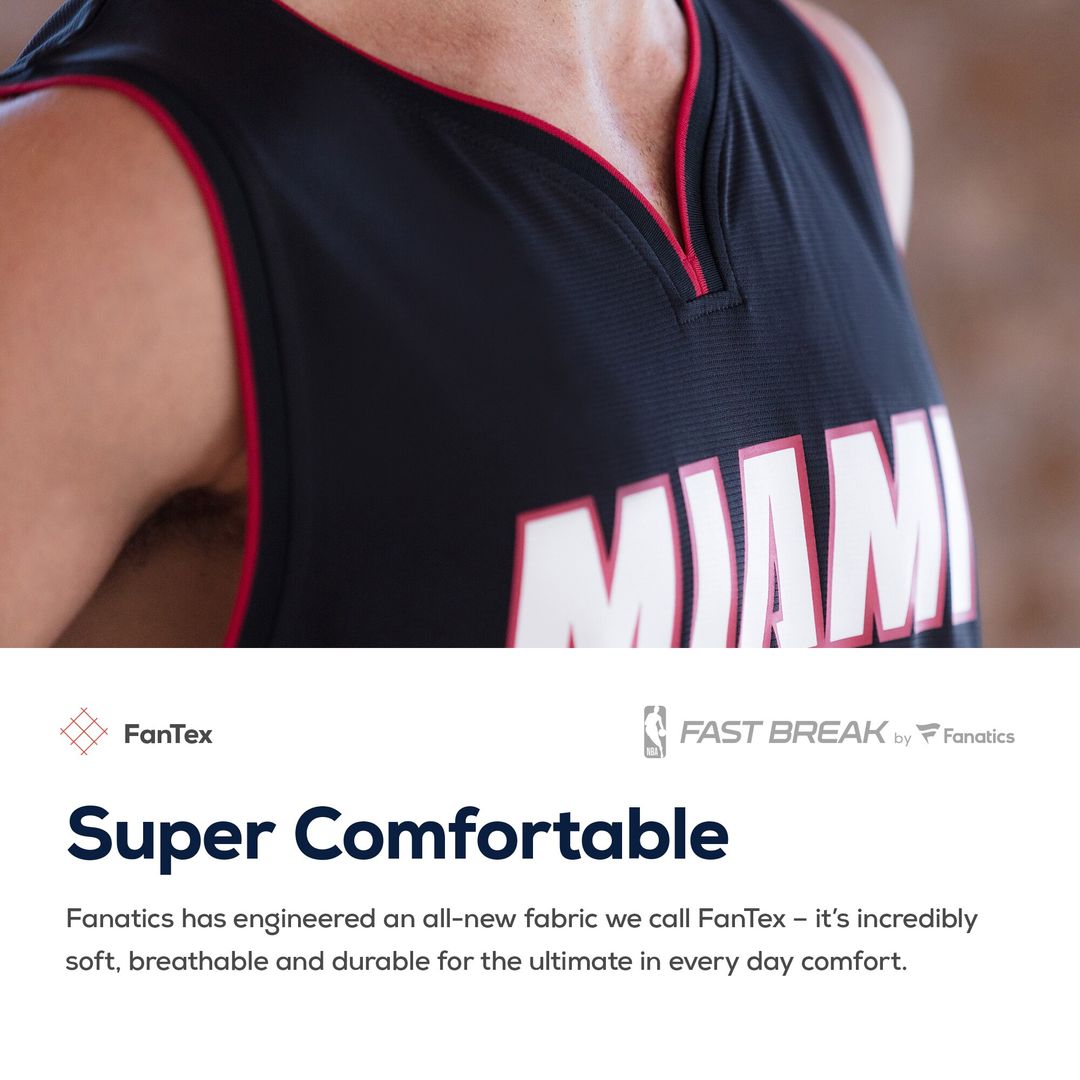 Miami Heat Fanatics Fast Break Custom Replica Jersey Black - Icon Edition Official NBA Team Apparel Basketball Fan Gear