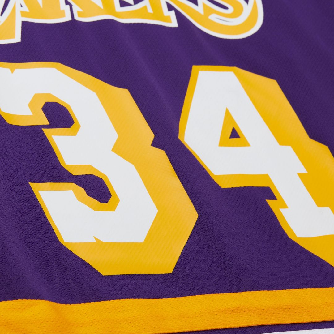 Shaquille O'Neal Los Angeles Lakers Mitchell & Ness Unisex Maxxed Out Fashion Hockey Jersey - Purple Official NBA Team Apparel Basketball Fan Gear