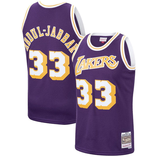 Kareem Abdul-Jabbar Los Angeles Lakers Mitchell & Ness Hardwood Classics Swingman Jersey - Purple Official NBA Team Apparel Basketball Fan Gear