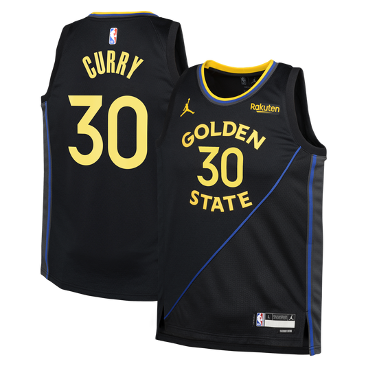 Stephen Curry Golden State Warriors Jordan Brand Youth Swingman Player Jersey - Statement Edition - Black Official NBA Team Apparel Basketball Fan Gea