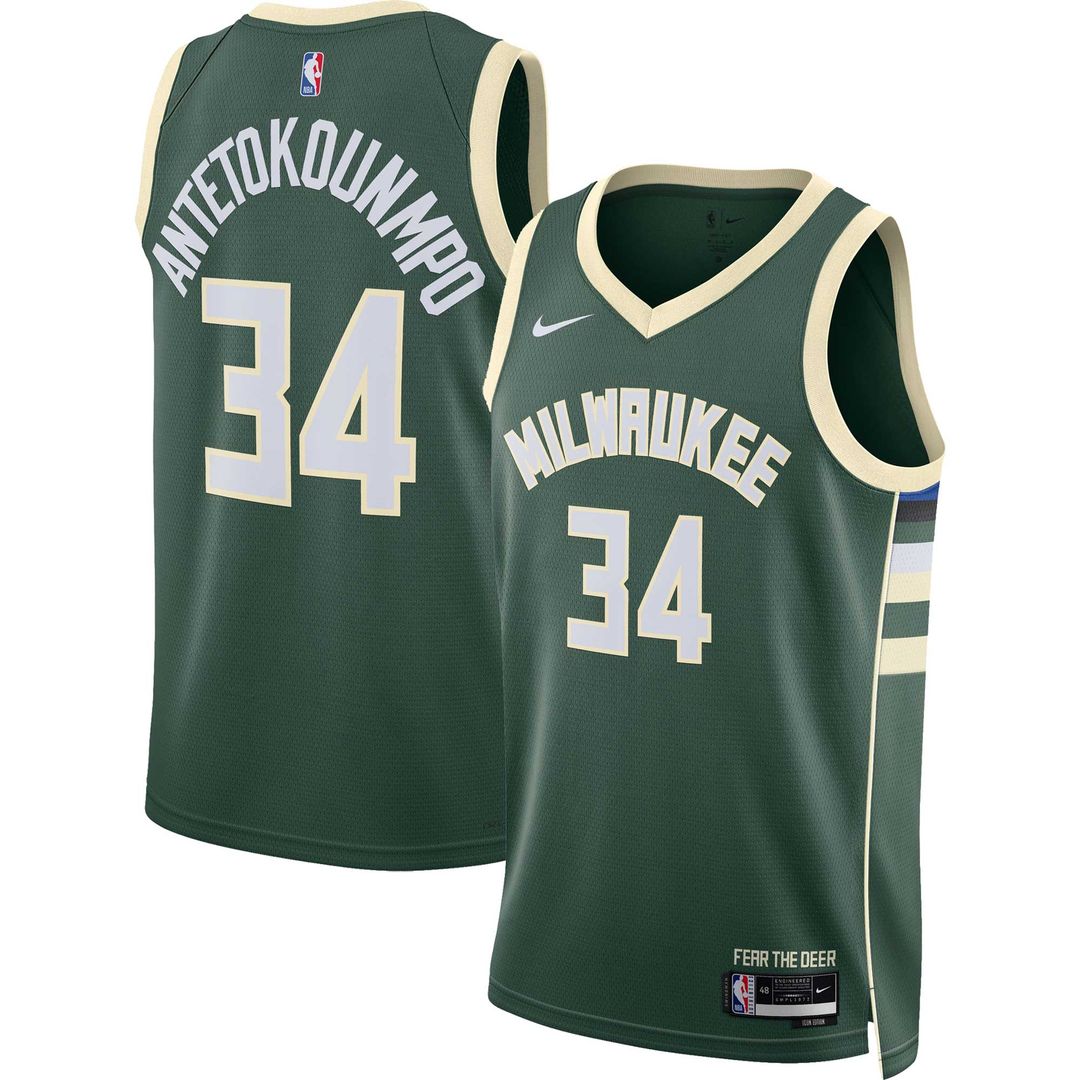 Giannis Antetokounmpo Milwaukee Bucks Nike Unisex Swingman Jersey - Icon Edition - Hunter Green Official NBA Team Apparel Basketball Fan Gear