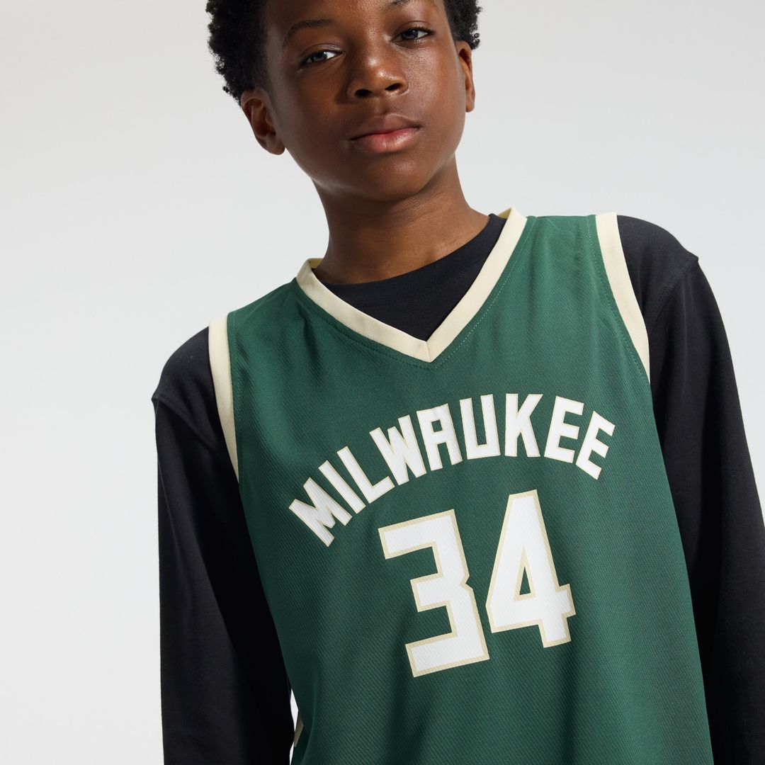 Giannis Antetokounmpo Milwaukee Bucks Fanatics Youth Fast Break Replica Player Jersey - Icon Edition - Hunter Green Official NBA Team Apparel Basketba
