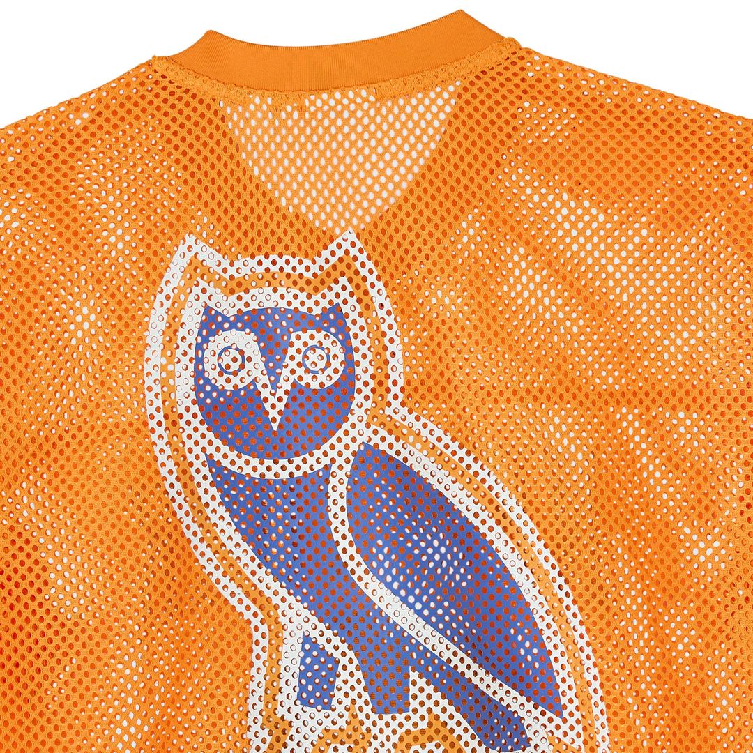 New York Knicks OVO x NBA Mesh Football Fashion Jersey - Orange Official NBA Team Apparel Basketball Fan Gear