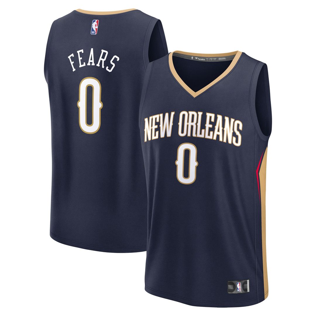 Jeremiah Fears New Orleans Pelicans Fanatics 2025 NBA Draft First Round Pick Fast Break Replica Jersey - Icon Edition - Navy Official NBA Team Apparel