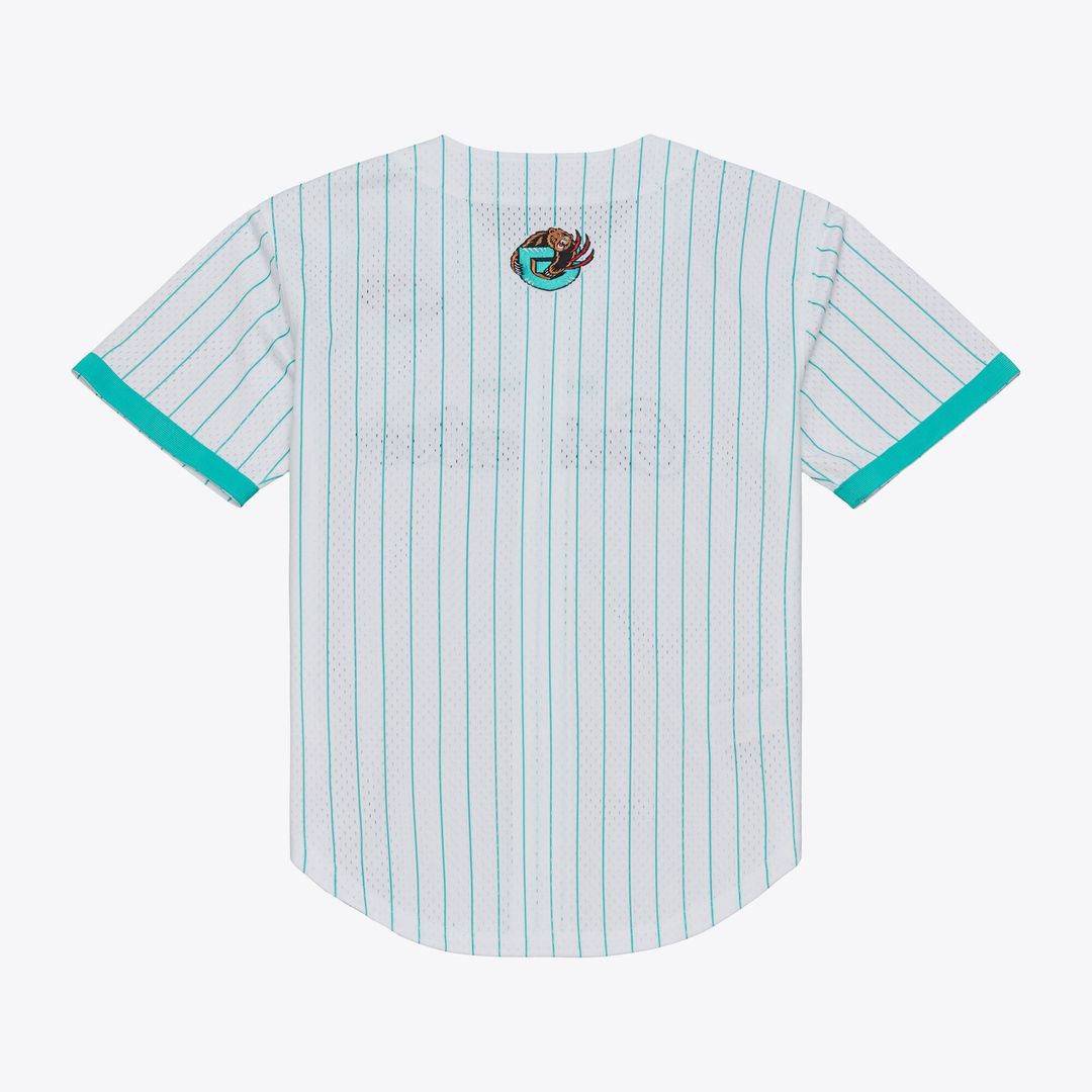 Memphis Grizzlies Mitchell & Ness Head Coach Pinstripe Mesh Full-Button Baseball Jersey - White Official NBA Team Apparel Basketball Fan Gear