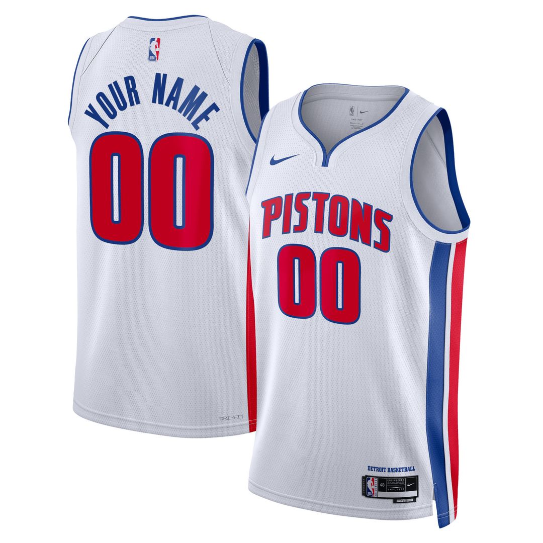 Detroit Pistons Nike Unisex Swingman Custom Jersey White - Association Edition Official NBA Team Apparel Basketball Fan Gear