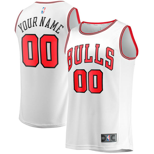 Chicago Bulls Fanatics Youth Fast Break Replica Custom Jersey - Association Edition - White Official NBA Team Apparel Basketball Fan Gear