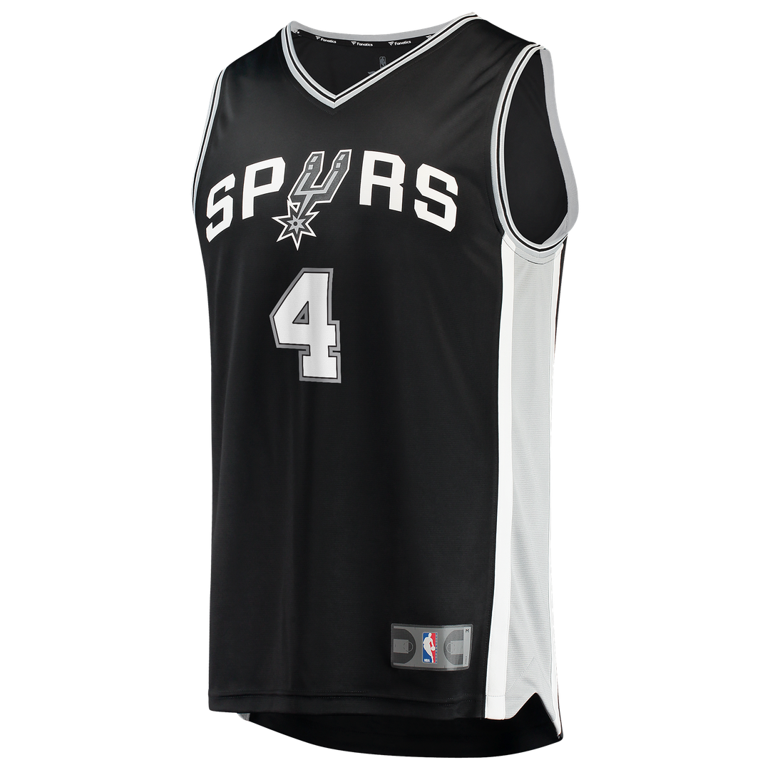De'Aaron Fox San Antonio Spurs Fanatics 2026 NBA Finals Patch Fast Break Jersey - Icon Edition - Black Official NBA Team Apparel Basketball Fan Gear