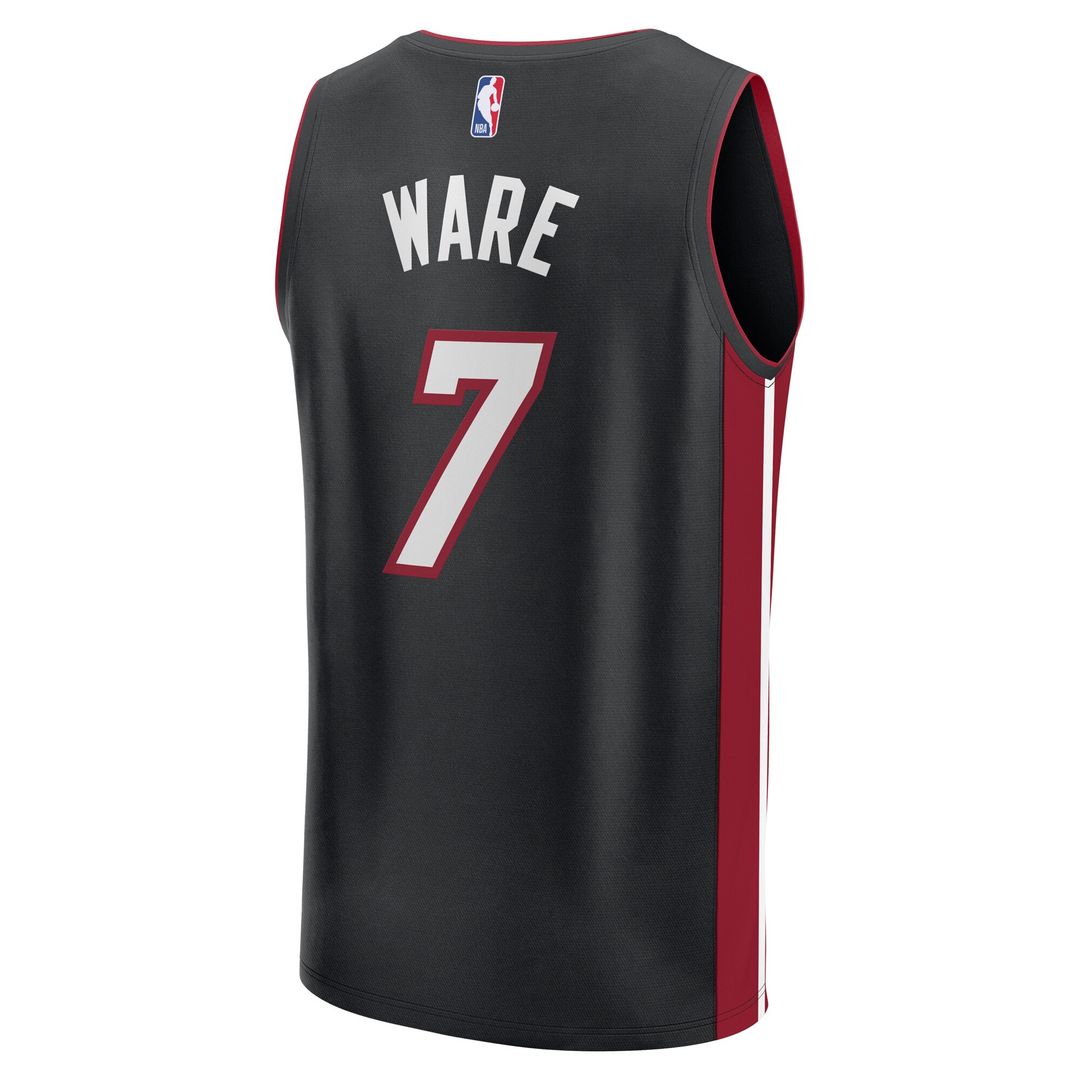 Kel'el Ware Miami Heat Fanatics Youth Fast Break Replica Player Jersey - Icon Edition - Black Official NBA Team Apparel Basketball Fan Gear