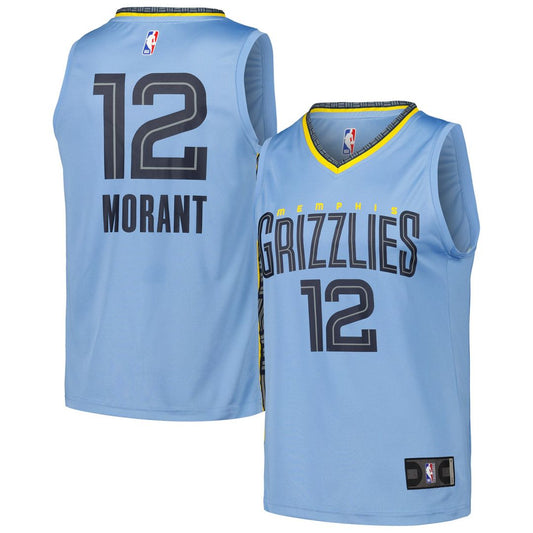 Ja Morant Memphis Grizzlies Fanatics Fast Break Replica Player Jersey - Statement Edition - Light Blue Official NBA Team Apparel Basketball Fan Gear