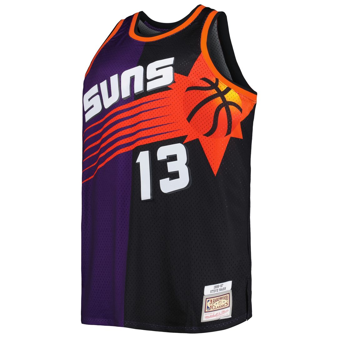 Steve Nash Phoenix Suns Mitchell & Ness Big & Tall Hardwood Classics 1996/97 Split Swingman Jersey - Purple/Black Official NBA Team Apparel Basketball
