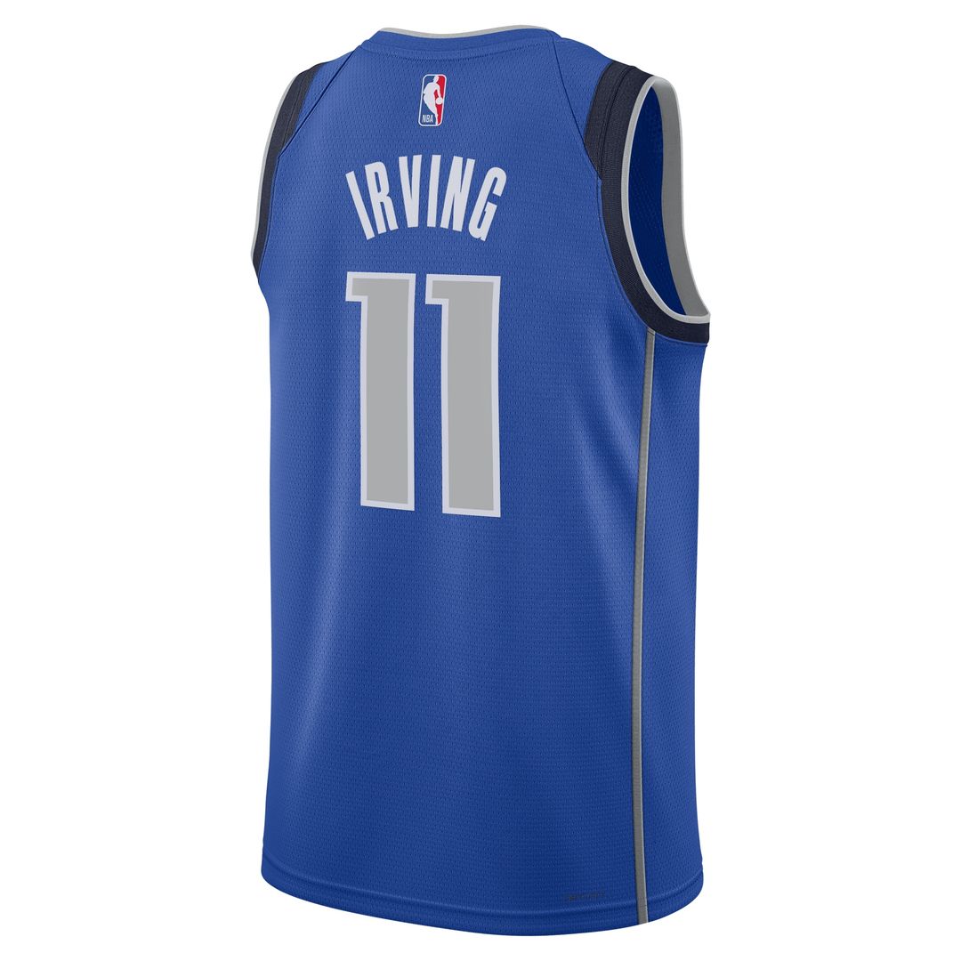 Kyrie Irving Dallas Mavericks Nike Unisex Badge Swingman Replica Jersey - Icon Edition - Blue Official NBA Team Apparel Basketball Fan Gear