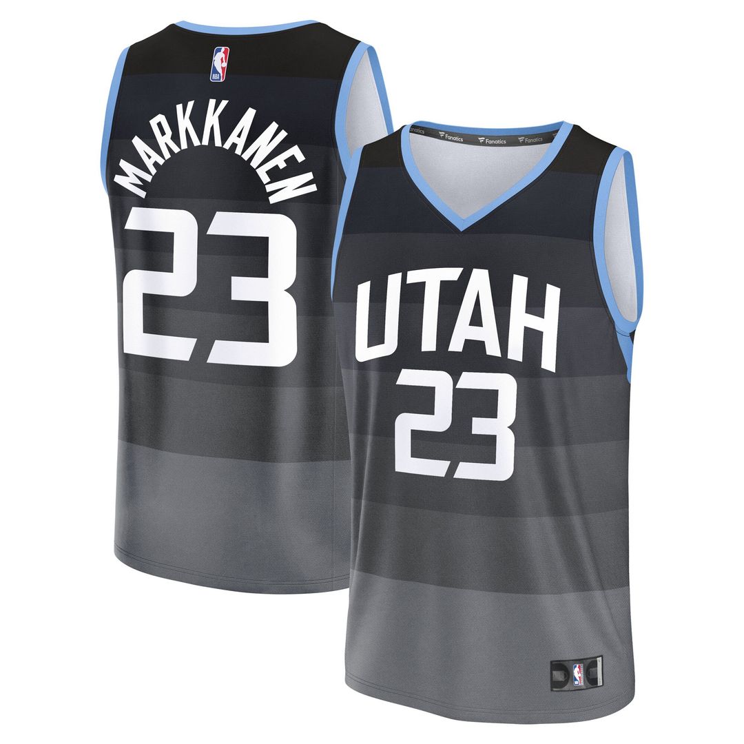 Lauri Markkanen Utah Jazz Fanatics Youth Fast Break Jersey - City Edition - Black Official NBA Team Apparel Basketball Fan Gear