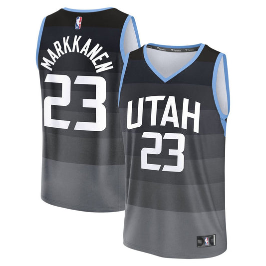 Lauri Markkanen Utah Jazz Fanatics Youth Fast Break Jersey - City Edition - Black Official NBA Team Apparel Basketball Fan Gear