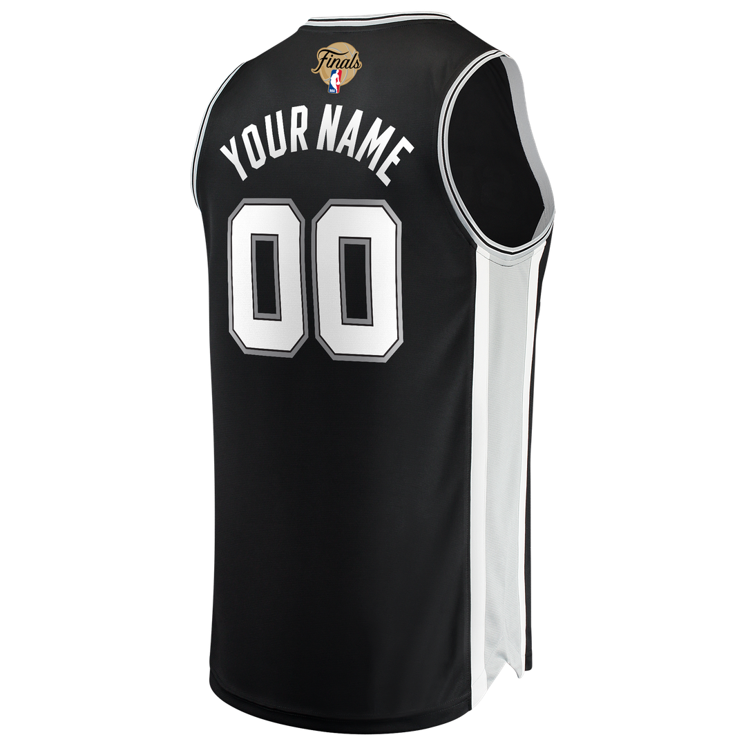 San Antonio Spurs Fanatics 2026 NBA Finals Patch Fast Break Custom Jersey - Black - Icon Edition Official NBA Team Apparel Basketball Fan Gear