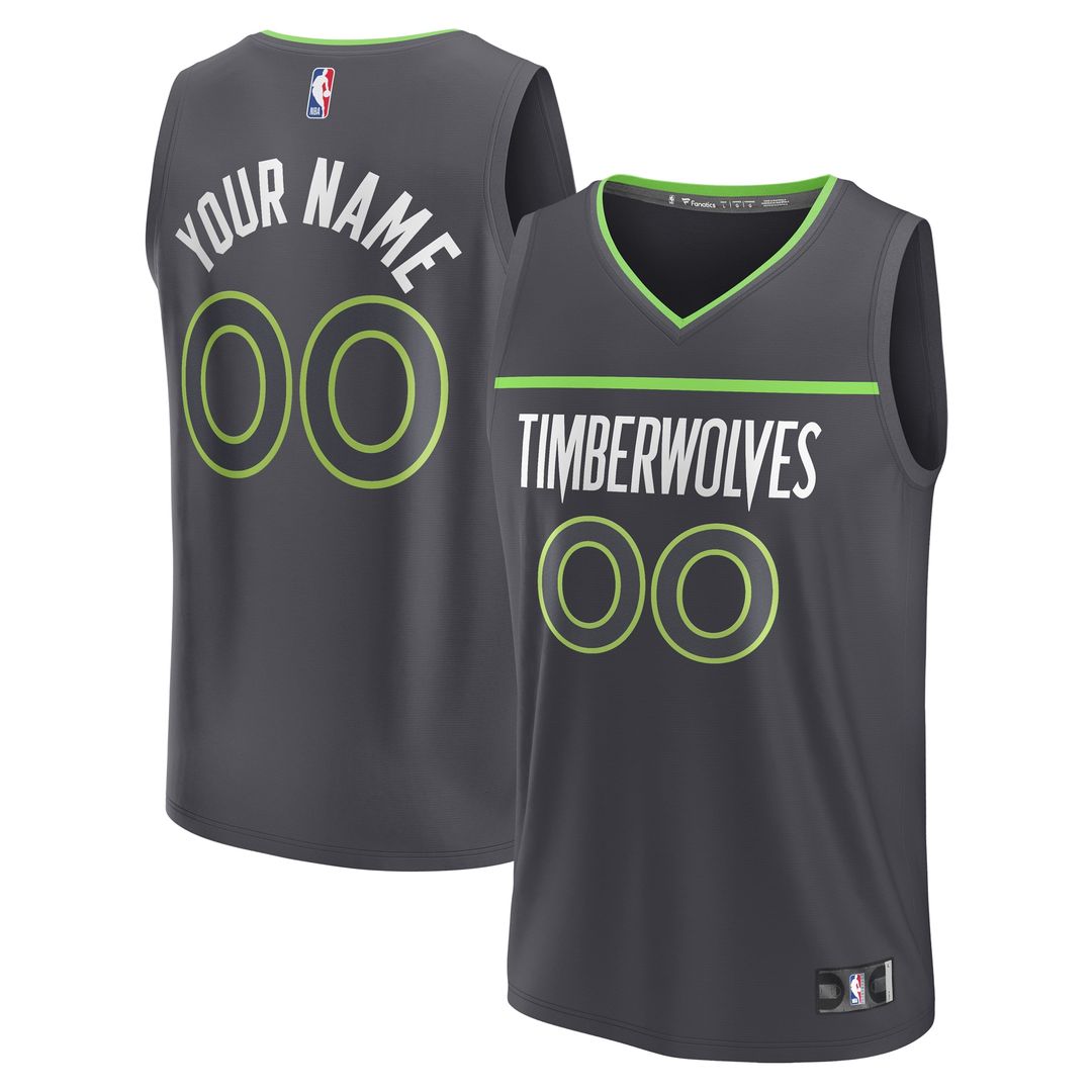 Minnesota Timberwolves Fanatics Youth Custom Fast Break Jersey - Statement Edition - Black Official NBA Team Apparel Basketball Fan Gear