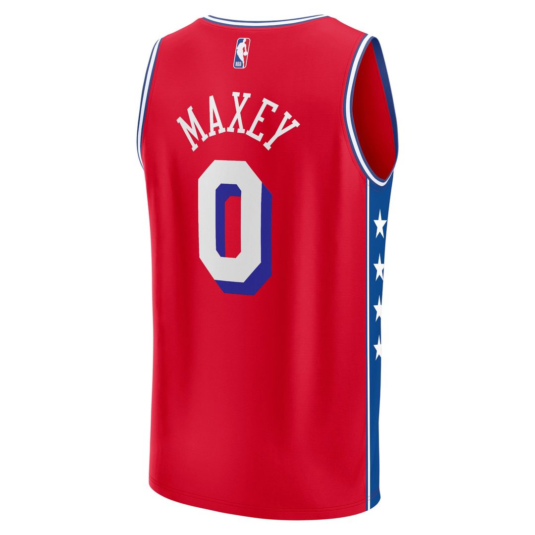 Tyrese Maxey Philadelphia 76ers Fanatics Fast Break Replica Player Jersey - Statement Edition - Red Official NBA Team Apparel Basketball Fan Gear