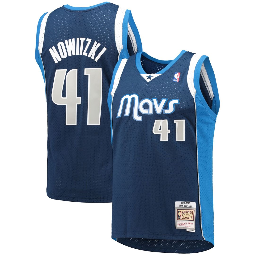 Dirk Nowitzki Dallas Mavericks Mitchell & Ness 2011/12 Hardwood Classics Swingman Jersey - Navy Official NBA Team Apparel Basketball Fan Gear