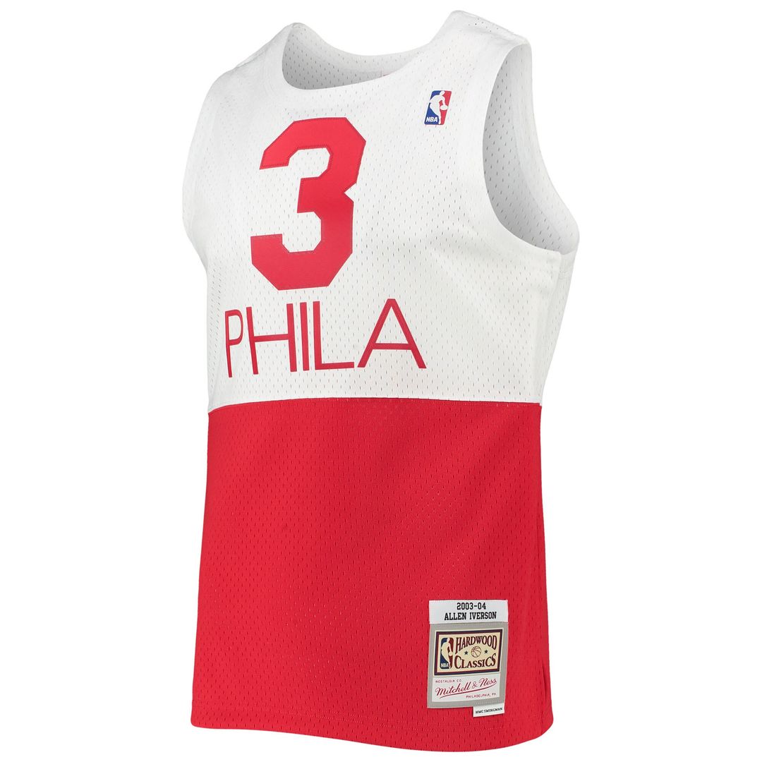 Allen Iverson Philadelphia 76ers Mitchell & Ness 2003/2004 Hardwood Classics Swingman Jersey - White Official NBA Team Apparel Basketball Fan Gear