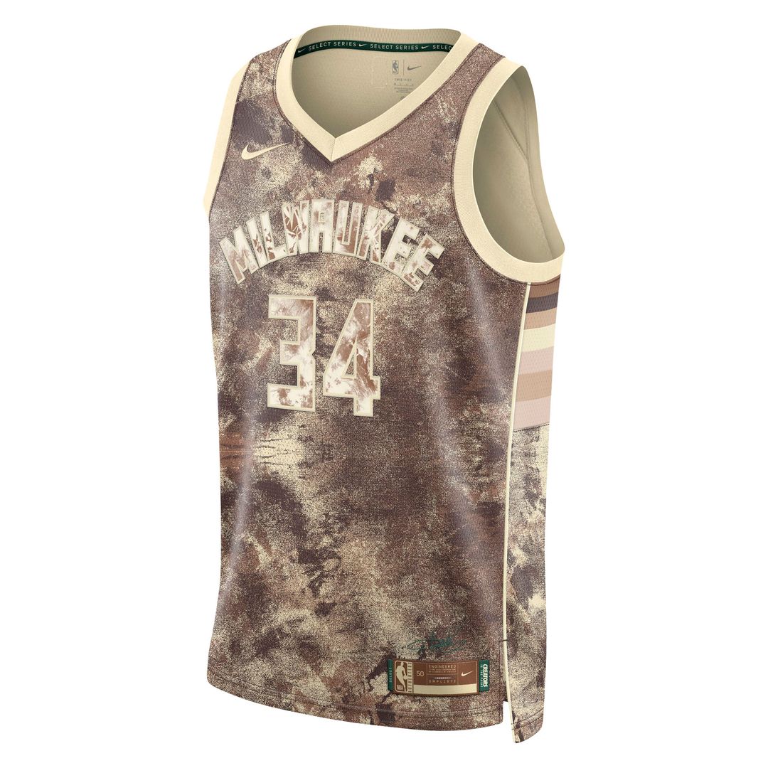 Giannis Antetokounmpo Milwaukee Bucks Nike Unisex Select Series Swingman Jersey - Brown Official NBA Team Apparel Basketball Fan Gear