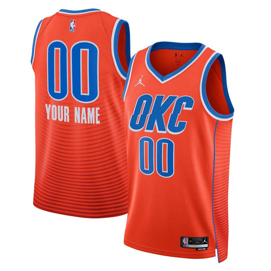 Oklahoma City Thunder Jordan Brand Unisex 2022/23 Swingman Custom Jersey - Statement Edition - Orange Official NBA Team Apparel Basketball Fan Gear