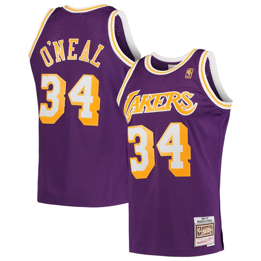 Shaquille O'Neal Los Angeles Lakers Mitchell & Ness Hardwood Classics Swingman Jersey - Purple Official NBA Team Apparel Basketball Fan Gear