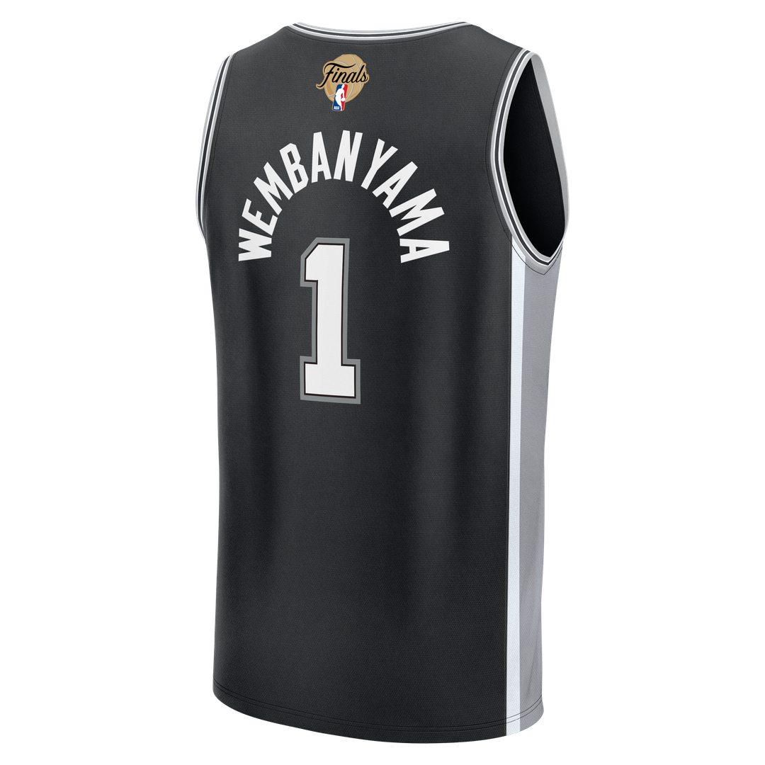 Victor Wembanyama San Antonio Spurs Fanatics Youth 2026 NBA Finals Patch Fast Break Replica Jersey - Black - Icon Edition Official NBA Team Apparel Ba