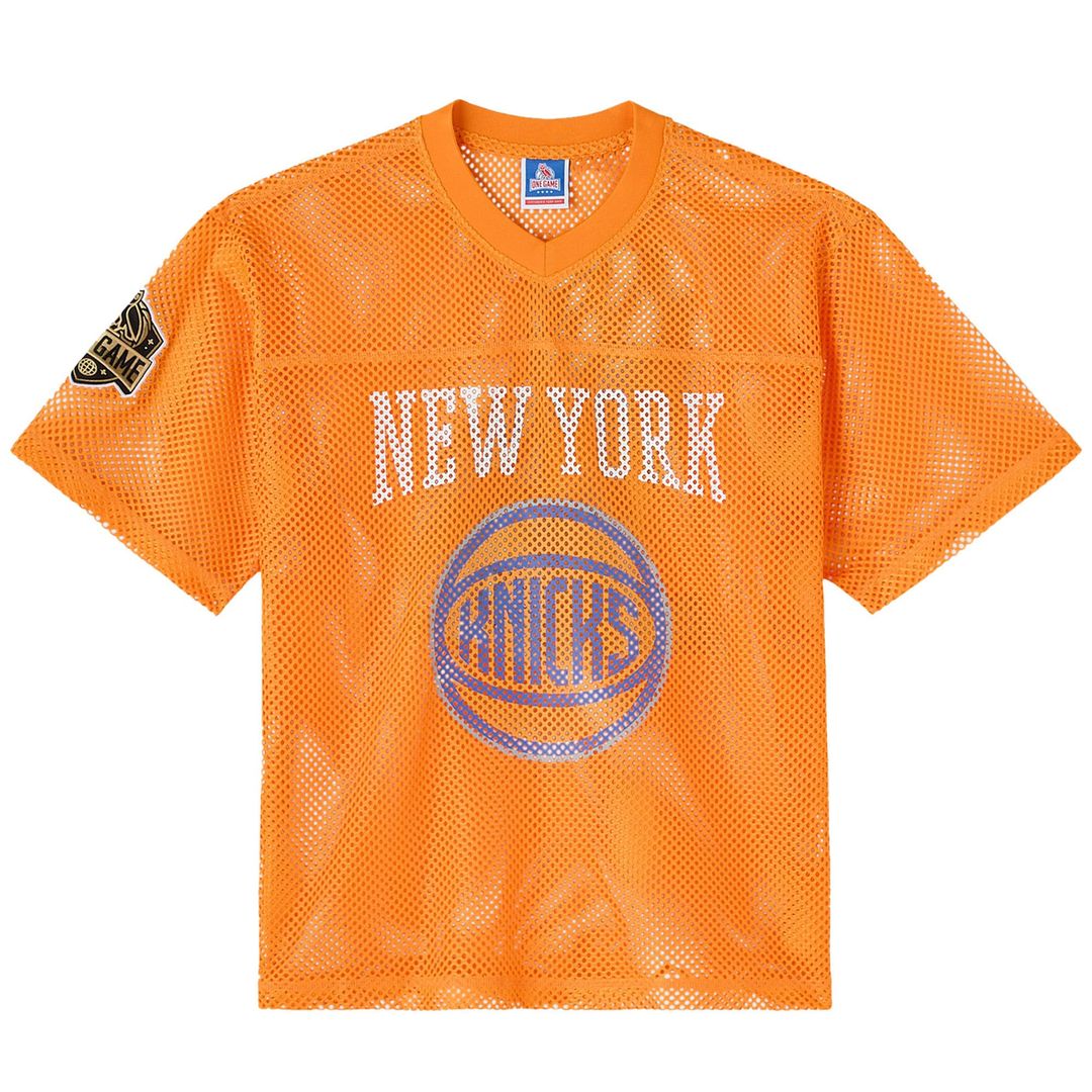 New York Knicks OVO x NBA Mesh Football Fashion Jersey - Orange Official NBA Team Apparel Basketball Fan Gear