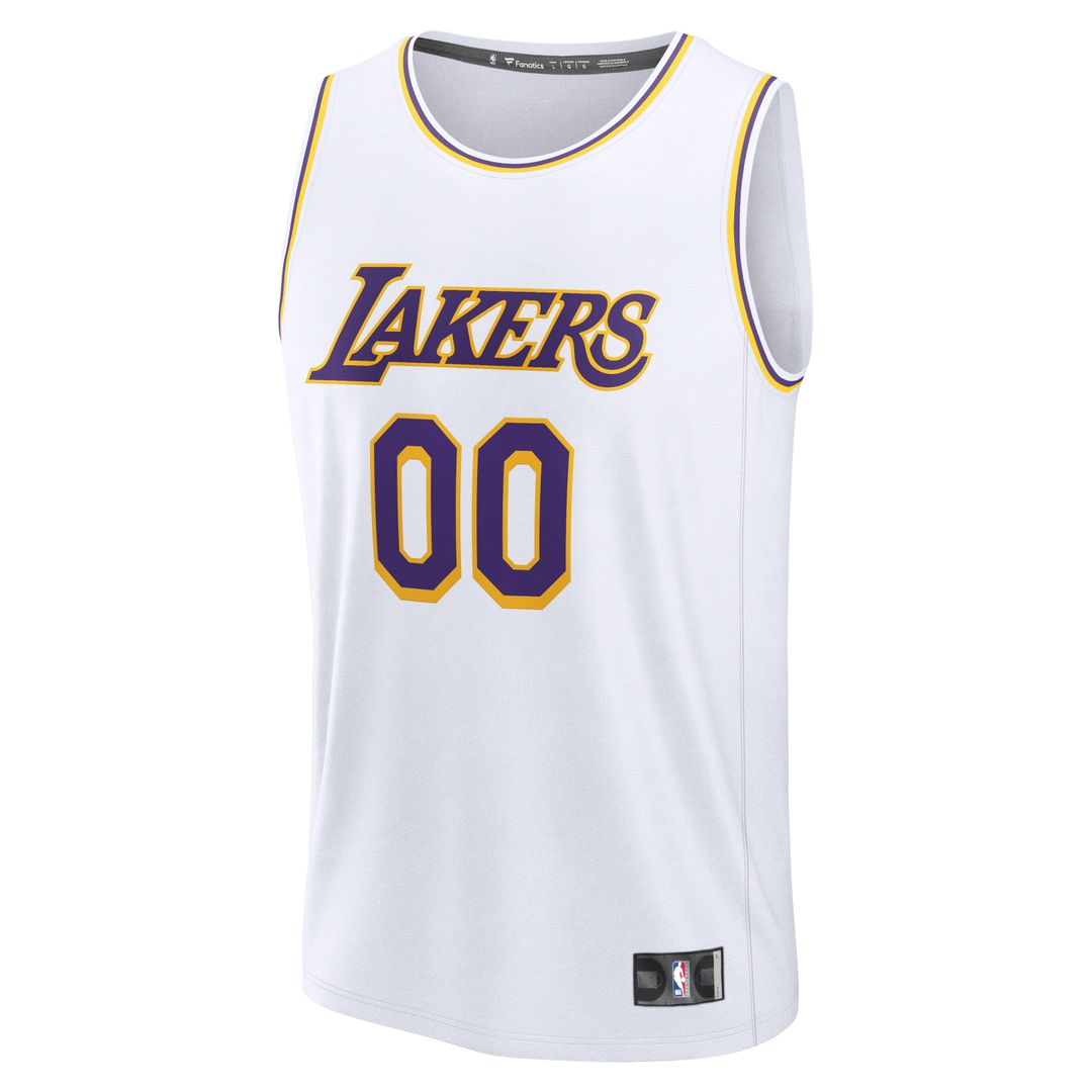 Los Angeles Lakers Fanatics Fast Break Custom Replica Jersey - Association Edition - White Official NBA Team Apparel Basketball Fan Gear