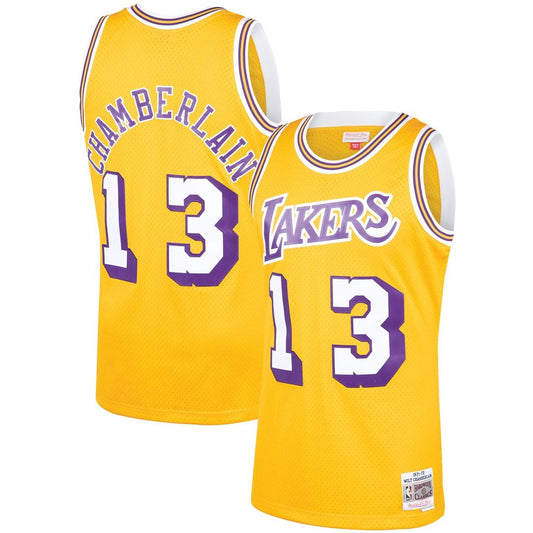 Wilt Chamberlain Los Angeles Lakers Mitchell & Ness 1971/72 Hardwood Classics Swingman Jersey - Gold Official NBA Team Apparel Basketball Fan Gear