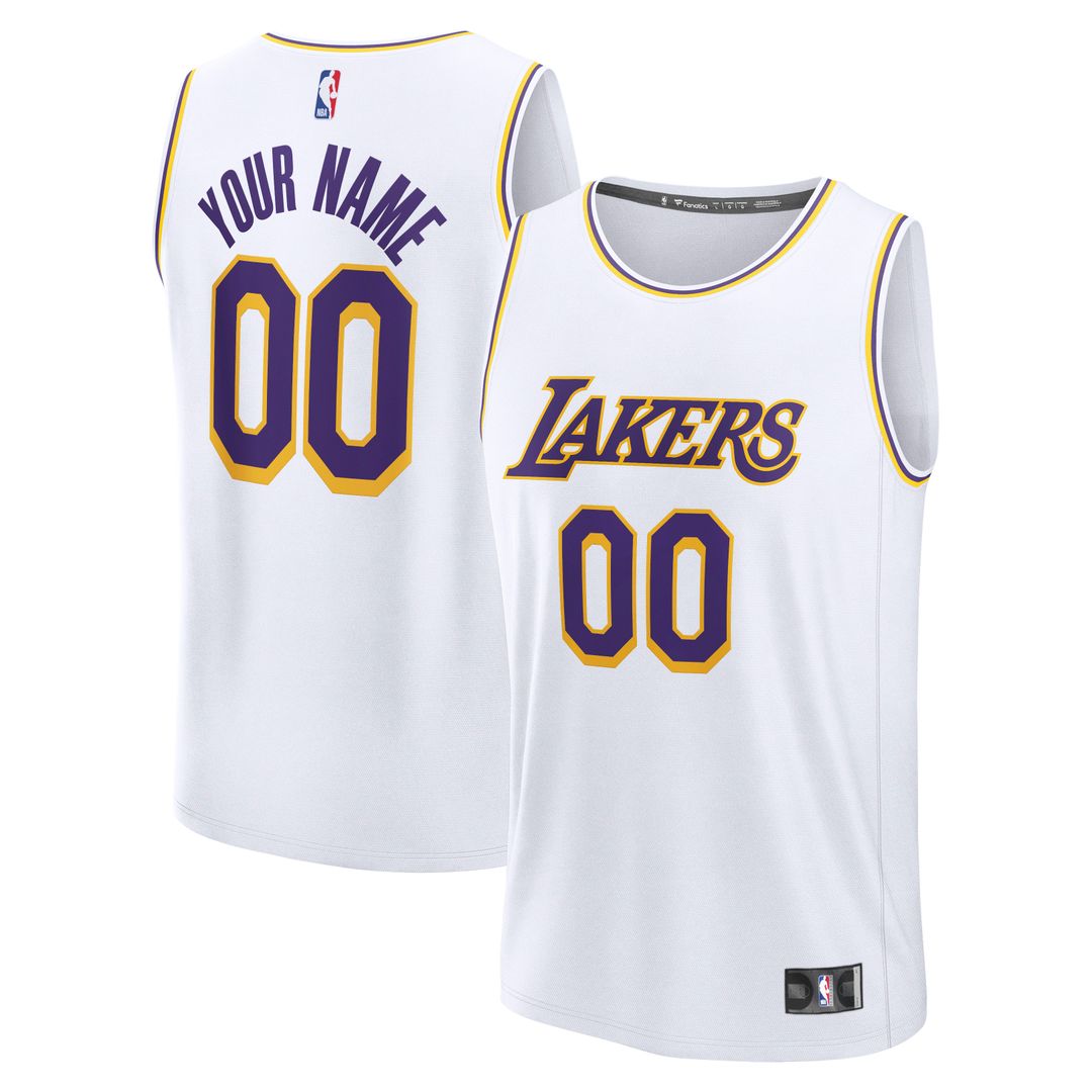Los Angeles Lakers Fanatics Fast Break Custom Replica Jersey - Association Edition - White Official NBA Team Apparel Basketball Fan Gear