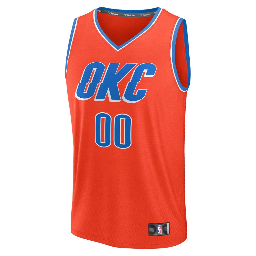 Oklahoma City Thunder Fanatics Youth Fast Break Custom Jersey - Statement Edition - Orange Official NBA Team Apparel Basketball Fan Gear