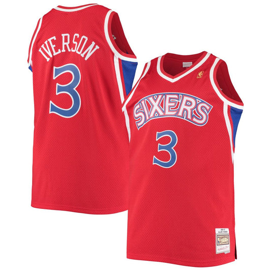 Allen Iverson Philadelphia 76ers Mitchell & Ness 1996/97 Big & Tall Hardwood Classics Swingman Jersey - Red Official NBA Team Apparel Basketball Fan G
