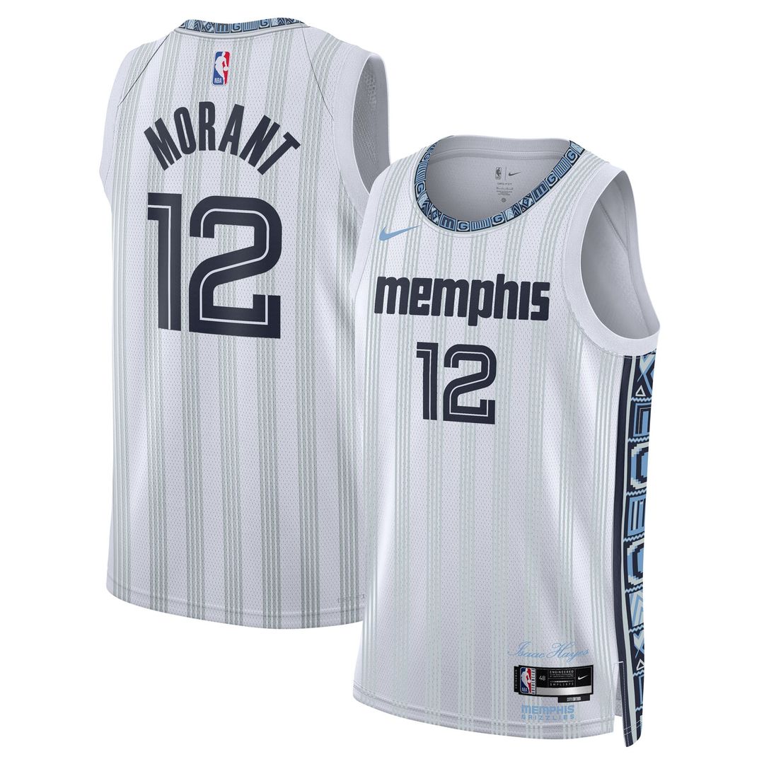 Ja Morant Memphis Grizzlies Nike Unisex 2025/26 Swingman Jersey - White - City Edition Official NBA Team Apparel Basketball Fan Gear