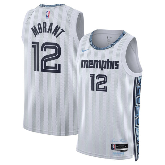 Ja Morant Memphis Grizzlies Nike Unisex 2025/26 Swingman Jersey - White - City Edition Official NBA Team Apparel Basketball Fan Gear
