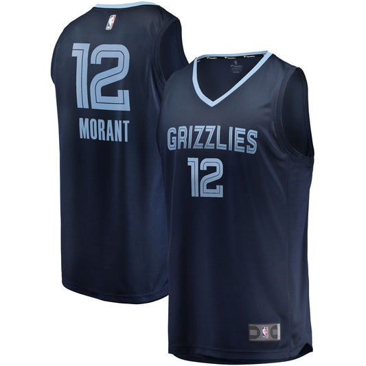Ja Morant Memphis Grizzlies Fanatics Fast Break Replica Jersey Navy - Icon Edition Official NBA Team Apparel Basketball Fan Gear