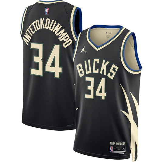 Giannis Antetokounmpo Milwaukee Bucks Jordan Brand Unisex Swingman Jersey - Statement Edition - Black Official NBA Team Apparel Basketball Fan Gear
