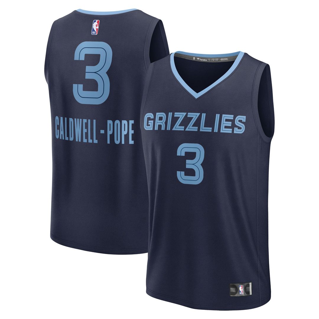 Kentavious Caldwell-Pope Memphis Grizzlies Fanatics Fast Break Replica Player Jersey - Icon Edition - Navy Official NBA Team Apparel Basketball Fan Ge