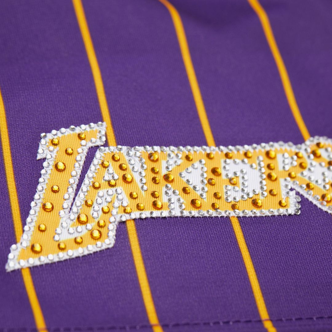 Magic Johnson Los Angeles Lakers Mitchell & Ness x DANNIJO Women's Cropped Football Fashion Jersey - Purple Official NBA Team Apparel Basketball Fan G