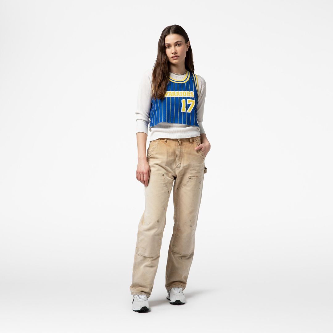 Chris Mullin Golden State Warriors Mitchell & Ness x DANNIJO Women's Fashion Cropped Basketball Jersey - Royal Official NBA Team Apparel Basketball Fa