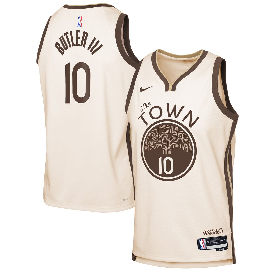 Jimmy Butler III Golden State Warriors Nike Youth 2025/26 City Edition Swingman Jersey - Tan Official NBA Team Apparel Basketball Fan Gear
