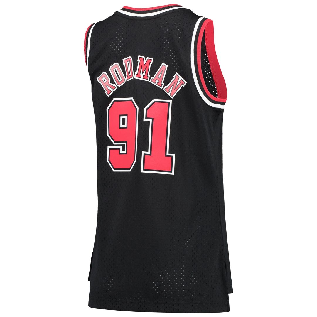Dennis Rodman Chicago Bulls Mitchell & Ness Women's Hardwood Classics Swingman Jersey - Black Official NBA Team Apparel Basketball Fan Gear