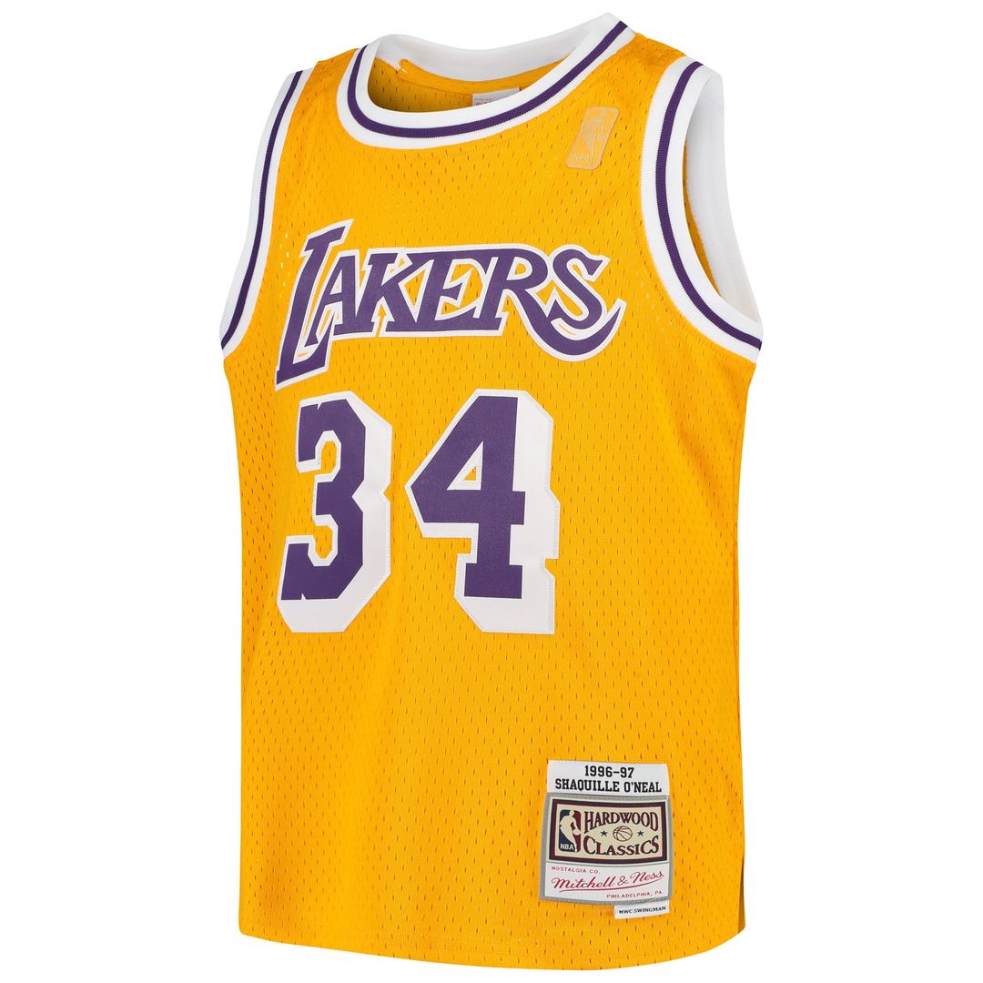 Shaquille O'Neal Los Angeles Lakers Mitchell & Ness Youth Swingman Throwback Jersey - Gold Official NBA Team Apparel Basketball Fan Gear