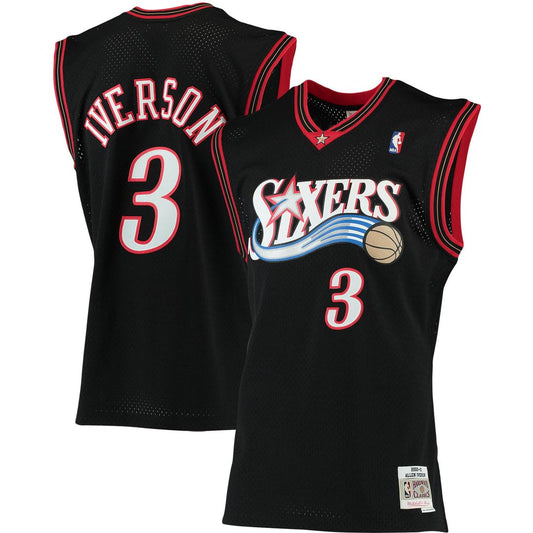 Allen Iverson Philadelphia 76ers Mitchell & Ness 2000/01 Big & Tall Hardwood Classics Swingman Jersey - Black Official NBA Team Apparel Basketball Fan