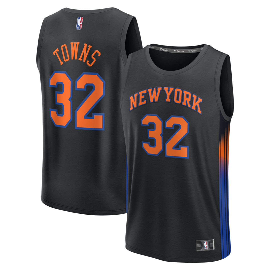 Karl-Anthony Towns New York Knicks Fanatics Youth Fast Break Jersey - Statement Edition - Black Official NBA Team Apparel Basketball Fan Gear