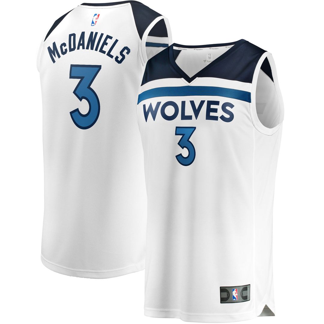 Jaden McDaniels Minnesota Timberwolves Fanatics Fast Break Replica Player Jersey - Association Edition - White Official NBA Team Apparel Basketball Fa