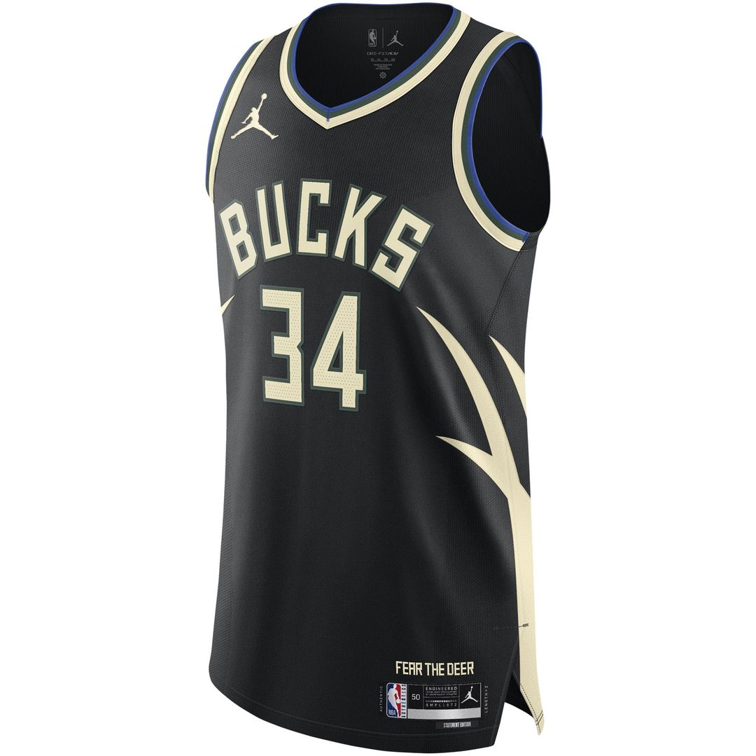 Giannis Antetokounmpo Milwaukee Bucks Jordan Brand Authentic Player Jersey - Statement Edition - Black Official NBA Team Apparel Basketball Fan Gear
