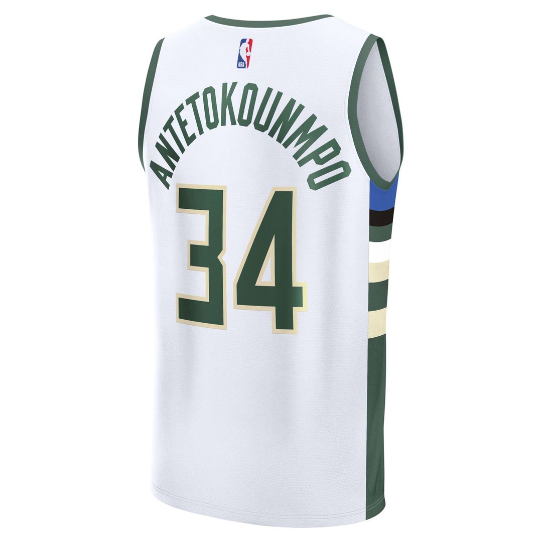 Giannis Antetokounmpo Milwaukee Bucks Fanatics Fast Break Replica Player Jersey - Association Edition - White Official NBA Team Apparel Basketball Fan