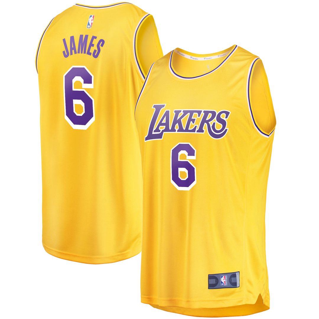 LeBron James Los Angeles Lakers Fanatics 2021/22 Fast Break Replica Jersey - Icon Edition - Gold Official NBA Team Apparel Basketball Fan Gear