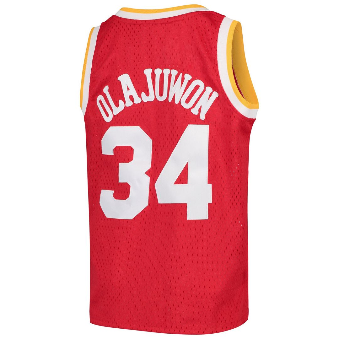 Hakeem Olajuwon Houston Rockets Mitchell & Ness Youth 1996/97 Hardwood Classics Swingman Jersey - Red Official NBA Team Apparel Basketball Fan Gear